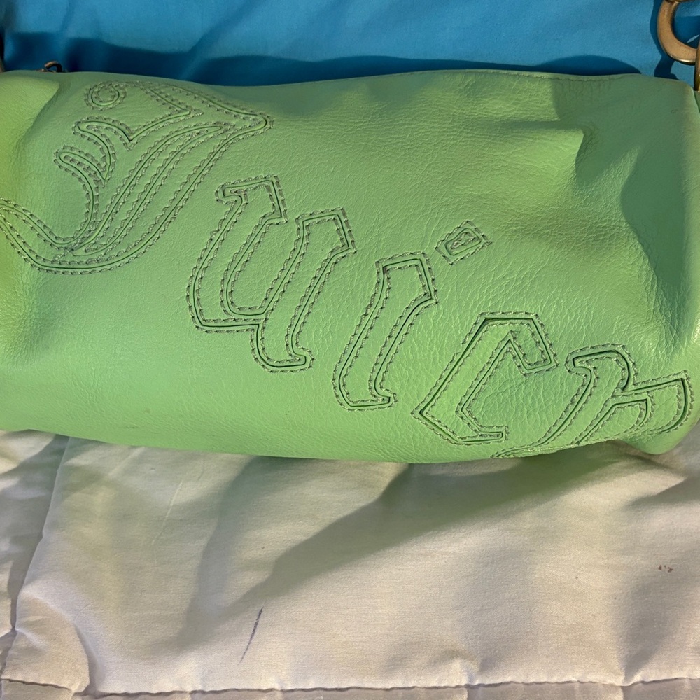 Juicy Couture Vintage Green Y2K Mini Baguette Leather Barrel Purse - Picture 2 of 7